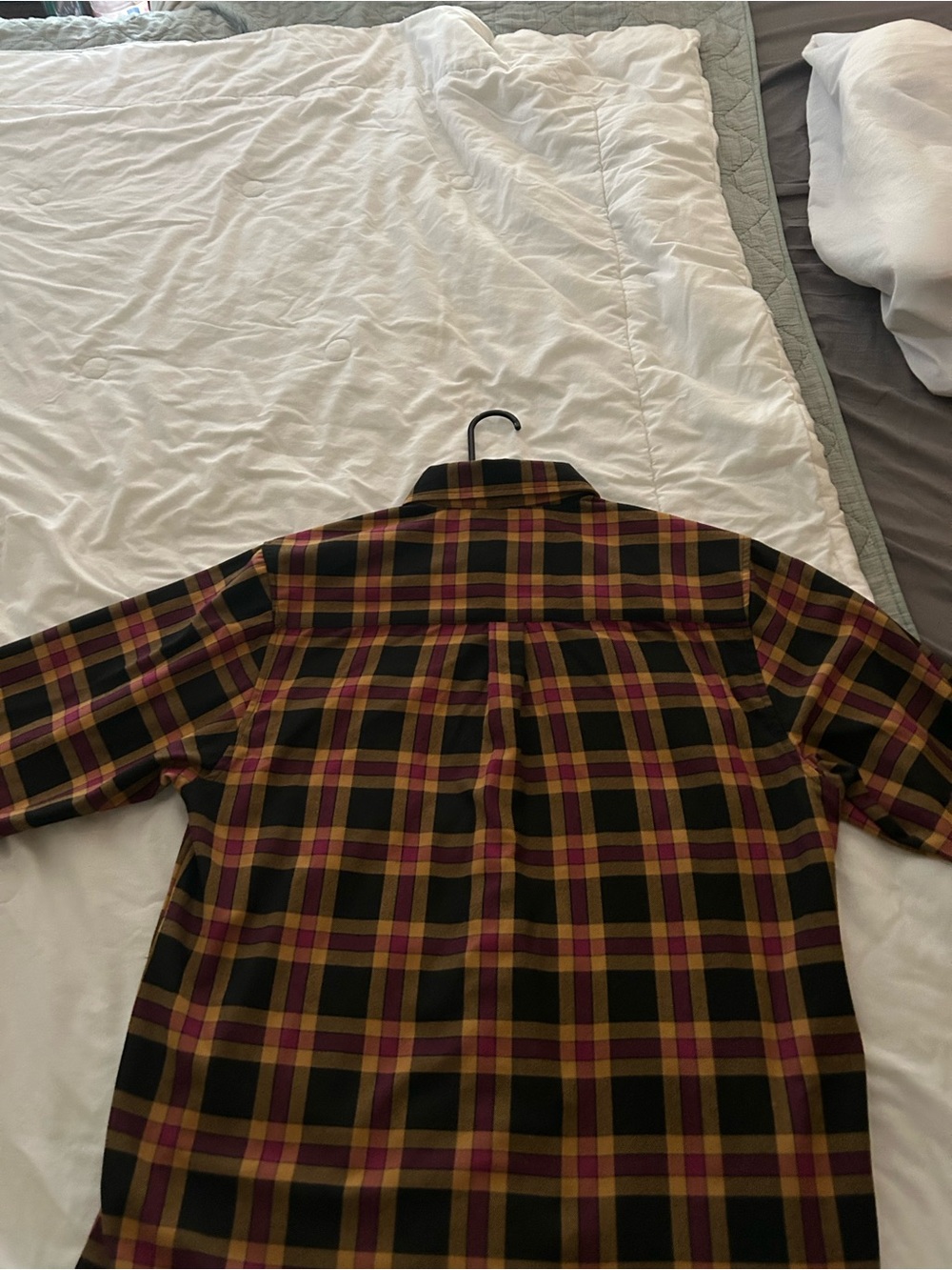 DIXXON Men's Black Plaid Button-Down Shirt with Yellow & Burgundy - Picture 3 of 3